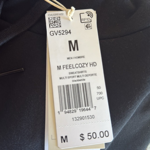 Adidas: Men's Feel Cozy Essentials Fleece Pullover Hoodie - Picture 5 of 7